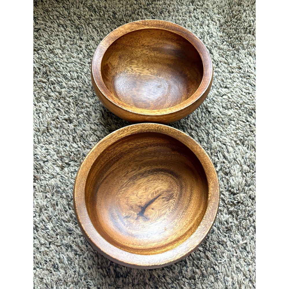 Dansk 2-Piece Wooden Bowl Set Round Brown Wood Grain Smooth Finish Philippines